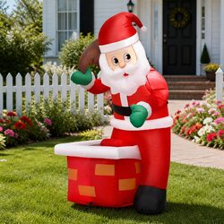 Christmas Inflatable Santa Illuminated Decorations Multicolour Indoor Outdoor