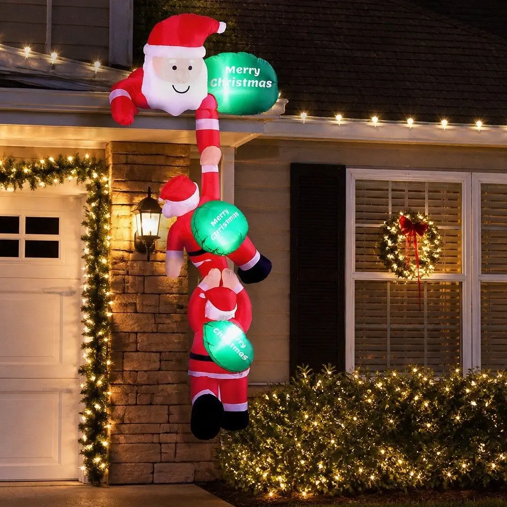 Christmas Inflatable Climbing Santa 2.5m LED Multicolour Outdoor Indoor Decoration