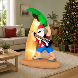 Christmas Inflatable Santa Guitar 2.1M LED Illuminated Outdoor Indoor Decoration