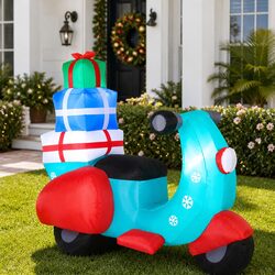 Christmas Inflatable Santa Motorbike LED Illuminated Outdoor Decoration 1.8m