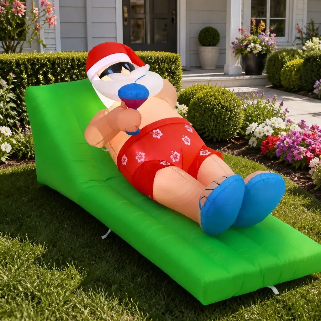 Christmas Inflatable Santa Bench 1.8M LED Illuminated Outdoor Indoor Decoration