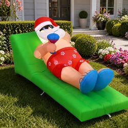 Christmas Inflatable Santa Bench 1.8M LED Illuminated Outdoor Indoor Decoration