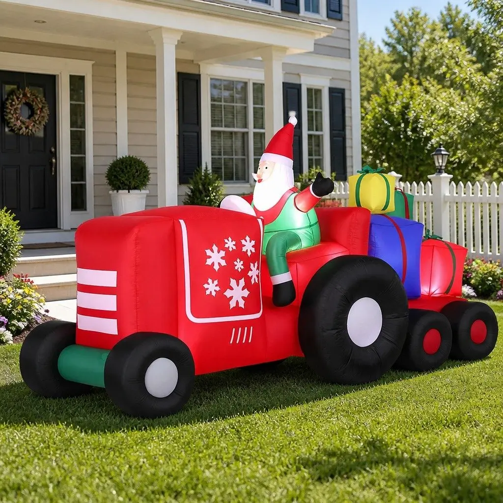 Christmas Inflatable Santa Truck 2.6M LED Decorations Indoor Outdoor Display