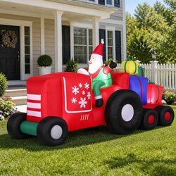 Christmas Inflatable Santa Truck 2.6M LED Decorations Indoor Outdoor Display
