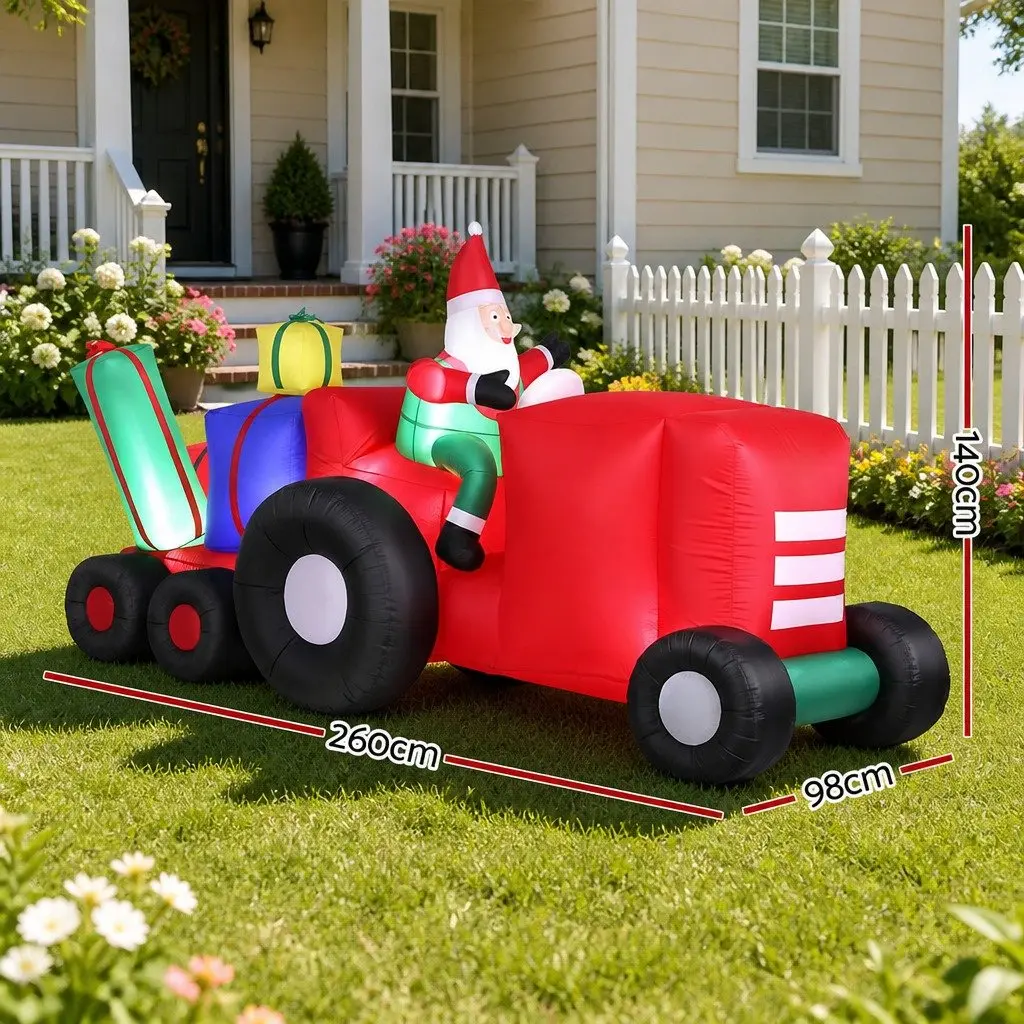 Christmas Inflatable Santa Truck 2.6M LED Decorations Indoor Outdoor Display