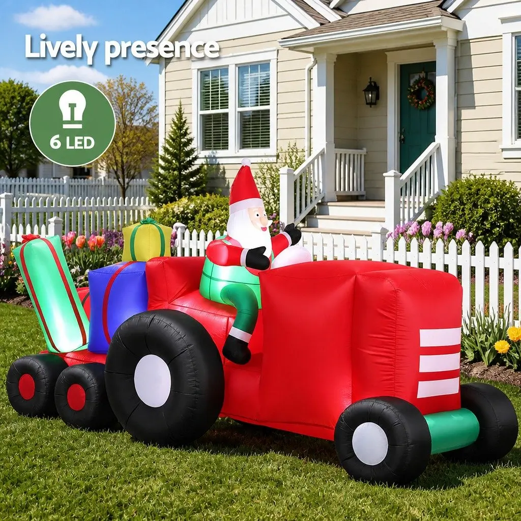 Christmas Inflatable Santa Truck 2.6M LED Decorations Indoor Outdoor Display
