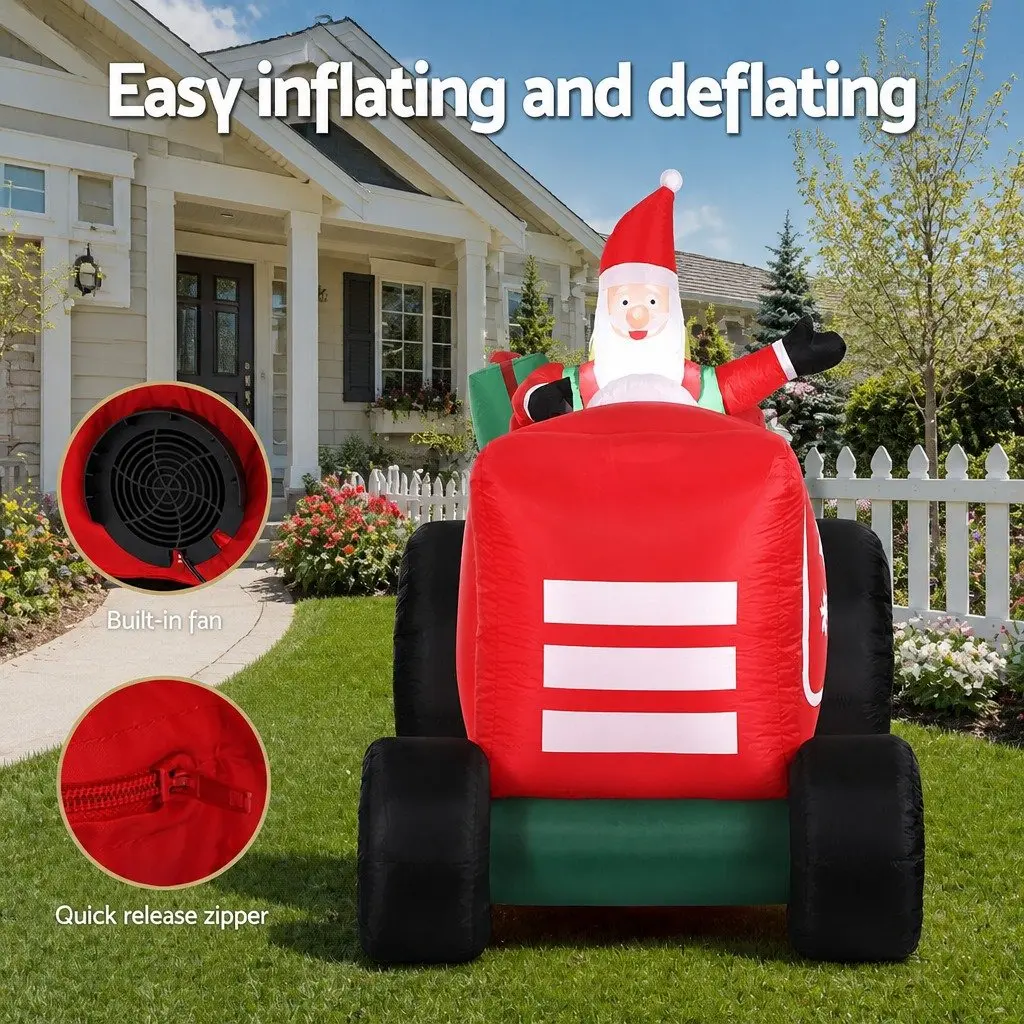 Christmas Inflatable Santa Truck 2.6M LED Decorations Indoor Outdoor Display