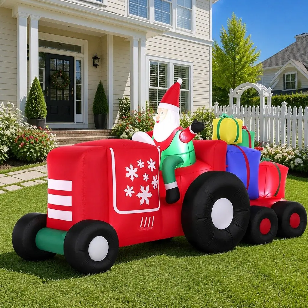 Christmas Inflatable Santa Truck 2.6M LED Decorations Indoor Outdoor Display