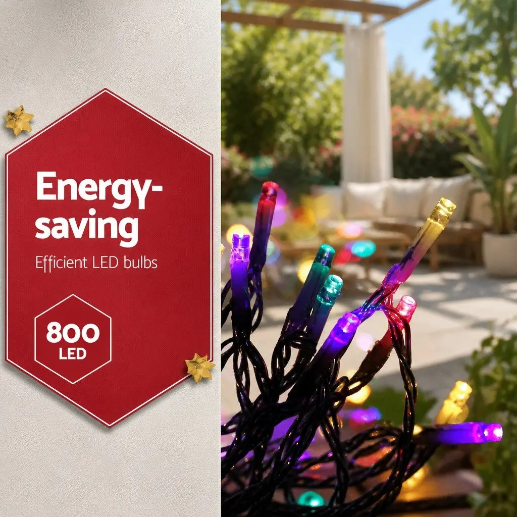 Icicle Christmas Lights 20M 800 LED Multi-Colour Outdoor Indoor Decoration