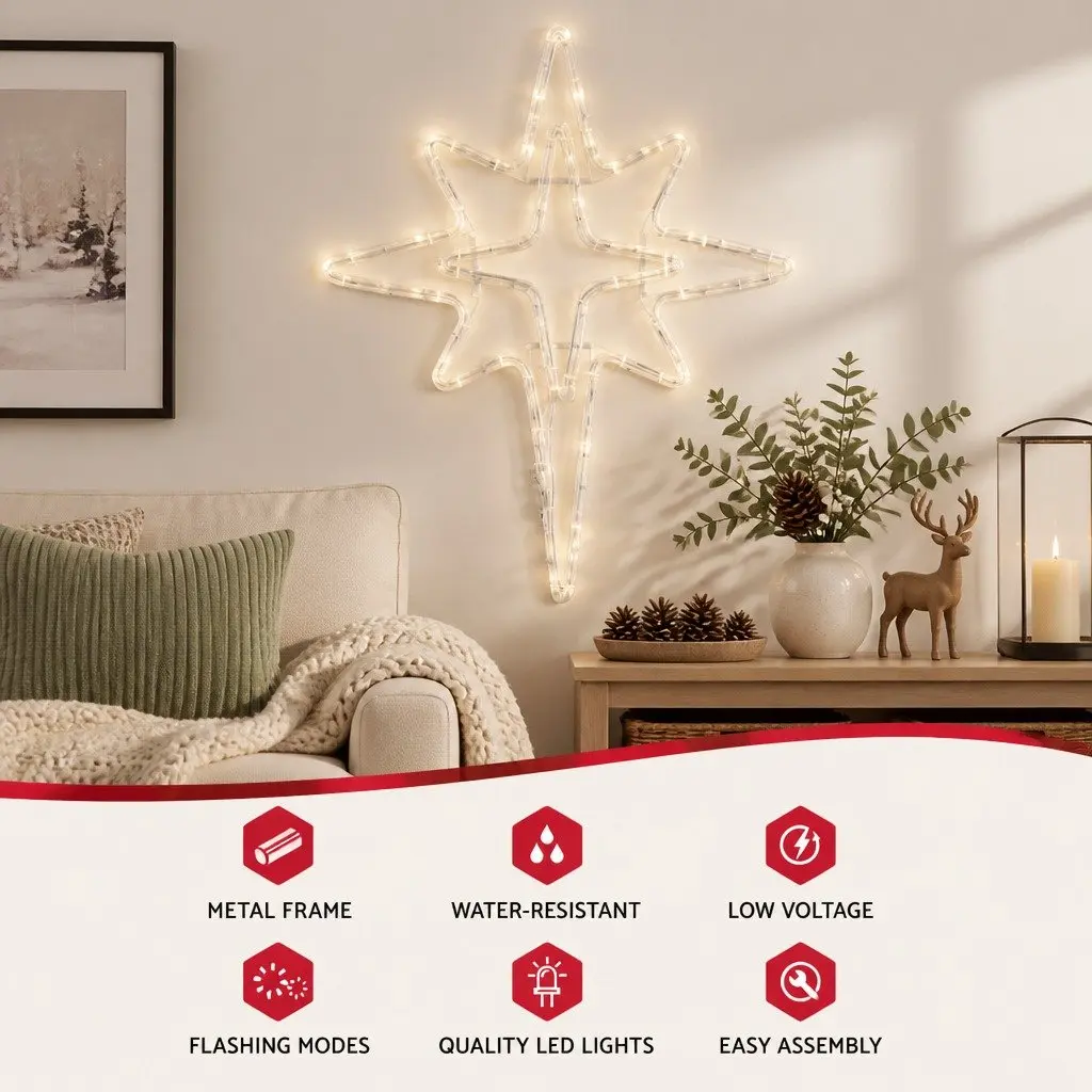 Christmas Decoration Bethlehem Star Light 57cm 90 LED Warm White Indoor Outdoor