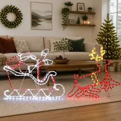 Christmas Lights Reindeer Sleigh 806 LED Outdoor Indoor Decorations Flashing