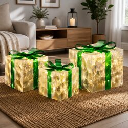 Christmas Lights 70 LED Light 3PCS Gift Box Outdoor Indoor Warm White Decor