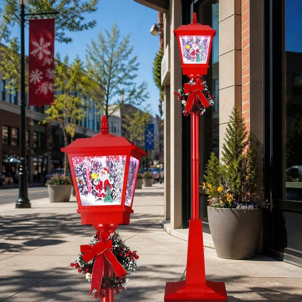 Christmas Lamp Post Light 1.8M LED with Music Decorative Santa Tree Outdoor