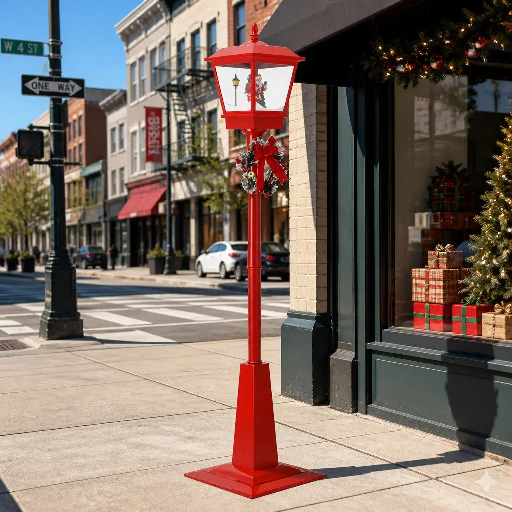 Christmas Lamp Post Light 1.8M LED with Music Decorative Santa Tree Outdoor