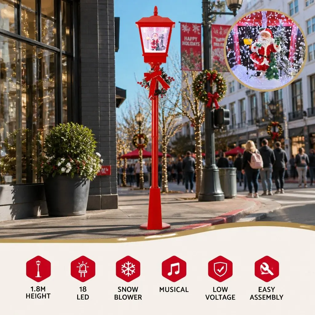 Christmas Lamp Post Light 1.8M LED with Music Decorative Santa Tree Outdoor