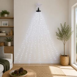 Christmas Waterfall String Lights 2.5M 300 LED Star Topper Outdoor Indoor