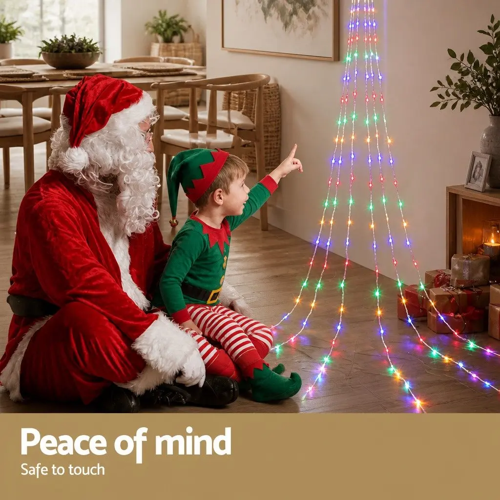 Cascading Solar LED String Lights 320 Bulbs 5M Multi-Coloured Outdoor Christmas Decorations