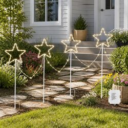 Christmas Lights Path Ground Light Garden Decorations 144 LED Star 8 Modes