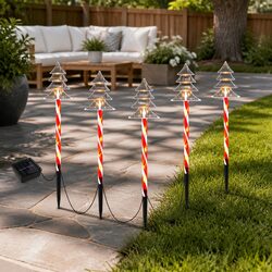 Christmas Path Ground Lights 5 PCS 25 LED Garden Outdoor Decorations Solar