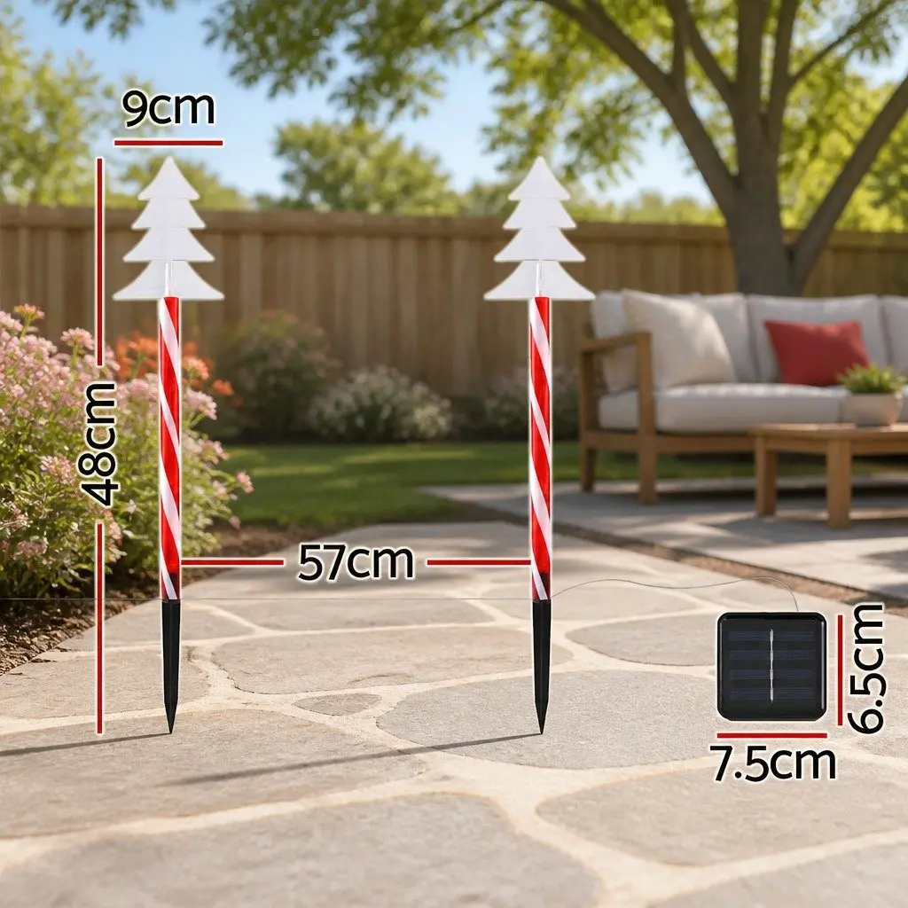 Christmas Path Ground Lights Solar Powered 5 Piece 25 LED Warm White Red