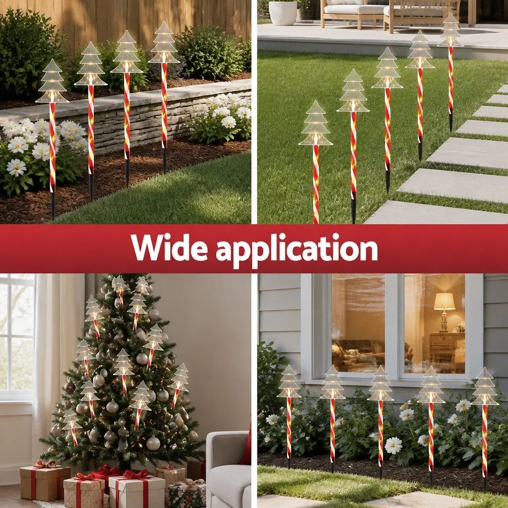 Christmas Path Ground Lights Solar Powered 5 Piece 25 LED Warm White Red