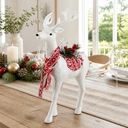 White Standing Reindeer Deer Christmas Ornaments 45cm Glitter Decorations Party