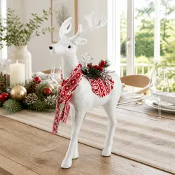White Standing Reindeer Deer Christmas Ornaments 45cm Glitter Decorations Party