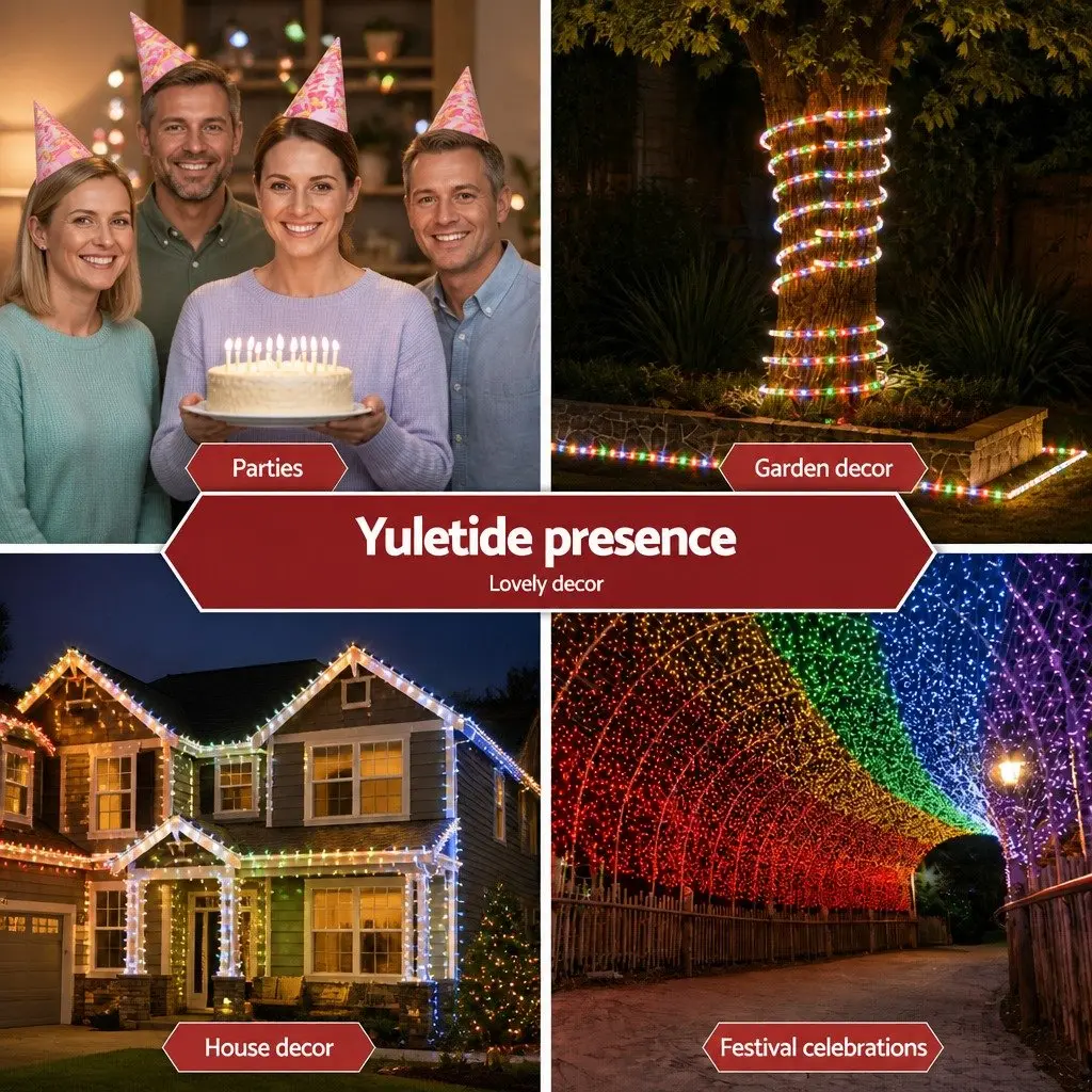 Christmas Rope Lights 20M 600 LED Multicolour String for Indoor Outdoor Decorations