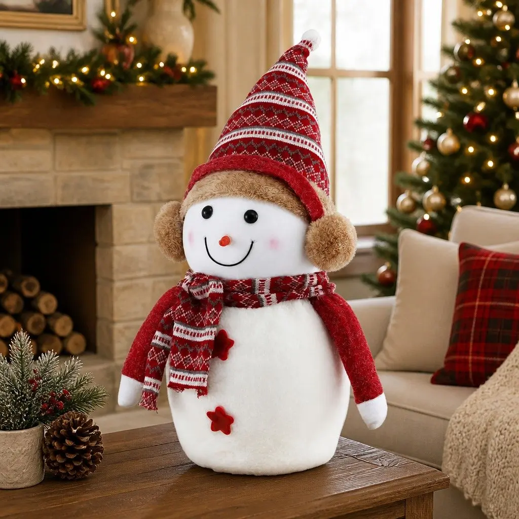 Christmas Snowman Plush Ornament Decorations 60cm Festive Table Display No