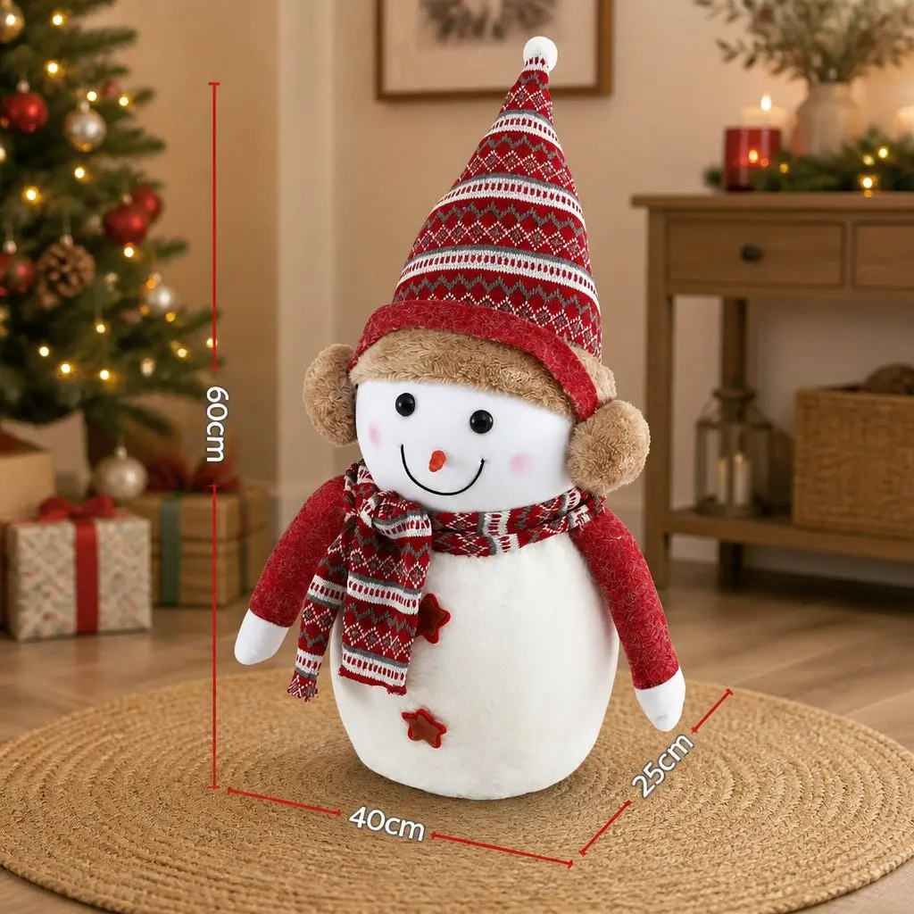 Christmas Snowman Plush Ornament Decoration 60cm Red and White Display Ready