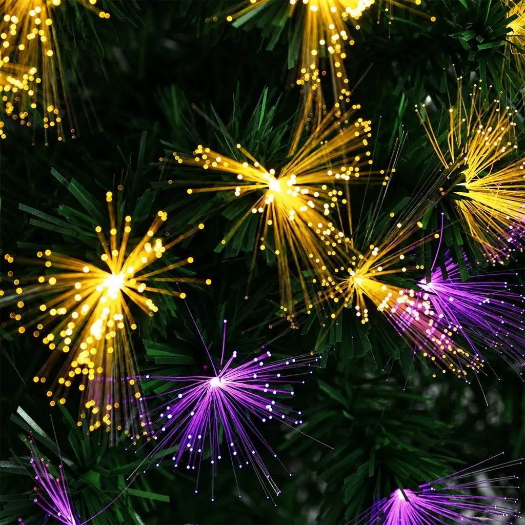 Christmas Tree Fibre Optic 2.1M 8 Flash Modes Green PVC Needles Steel Base