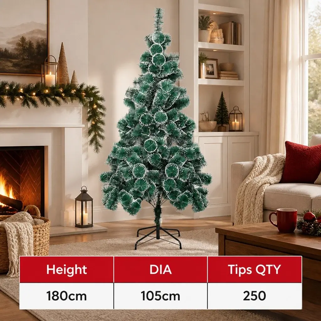 Artificial Christmas Tree Snow Flocked Tips 180cm Green PVC