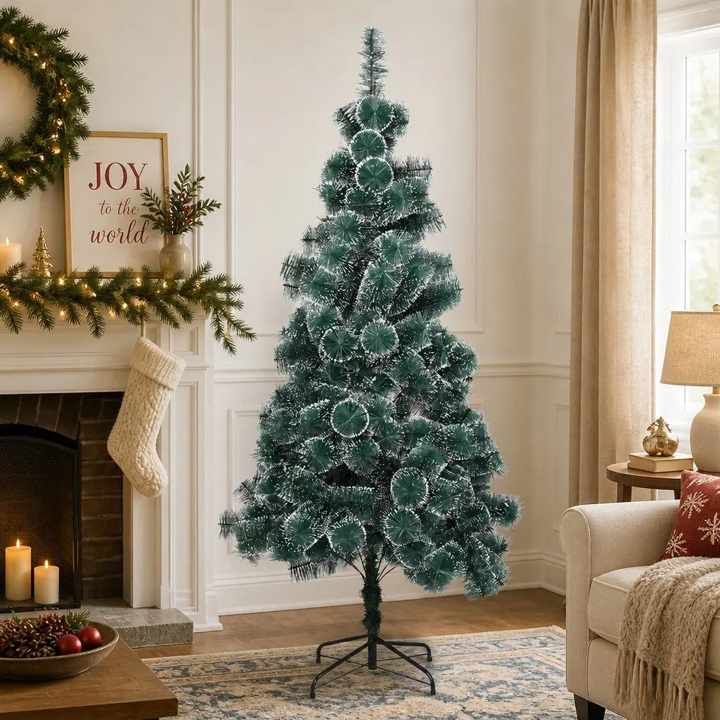 Artificial Christmas Tree Snow Flocked Tips 180cm Green PVC