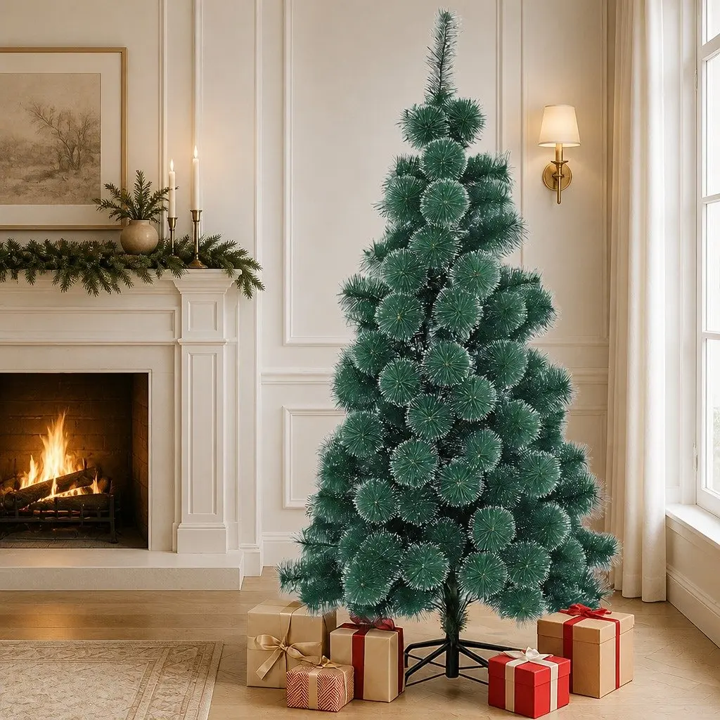 Artificial Christmas Tree Snow-Tipped Green Pine Needle 210cm Full 320 Tips