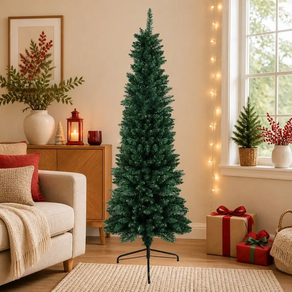 Pencil Christmas Tree 1.5M 350 Tips Slim Compact Green Festive Holiday Decor