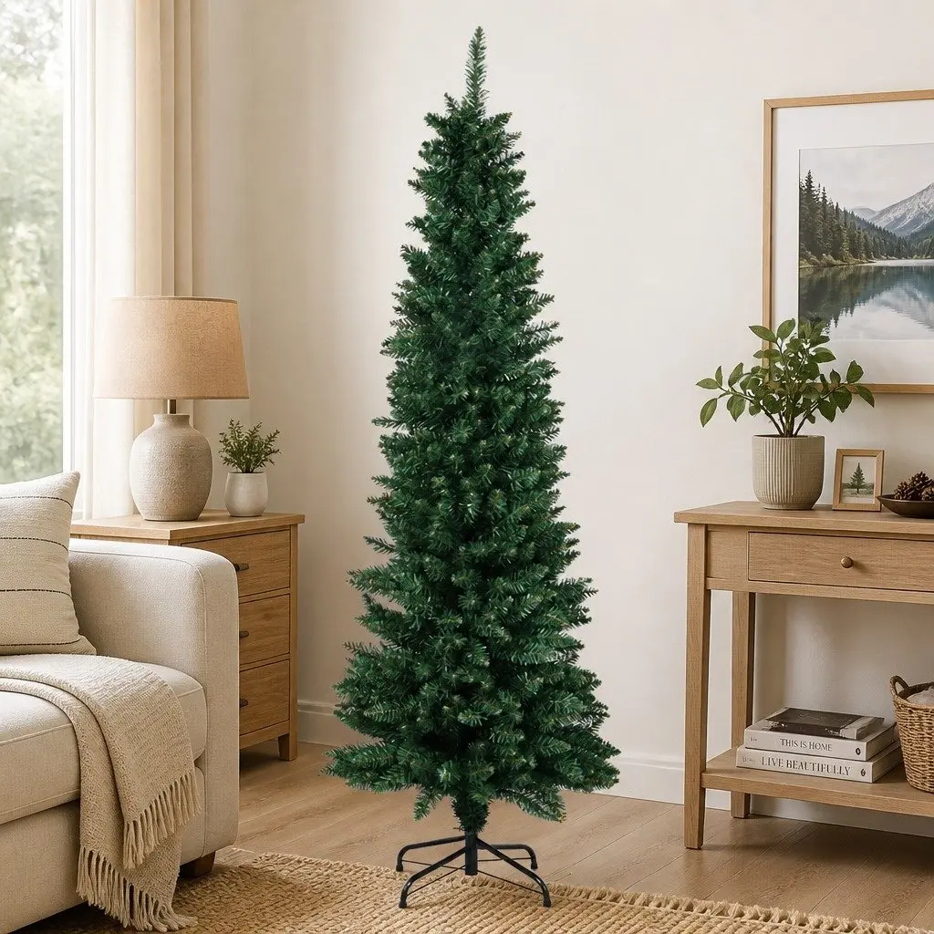 Pencil Christmas Tree 1.8M 600Tips Slim Artificial Xmas Green Décor Indoor