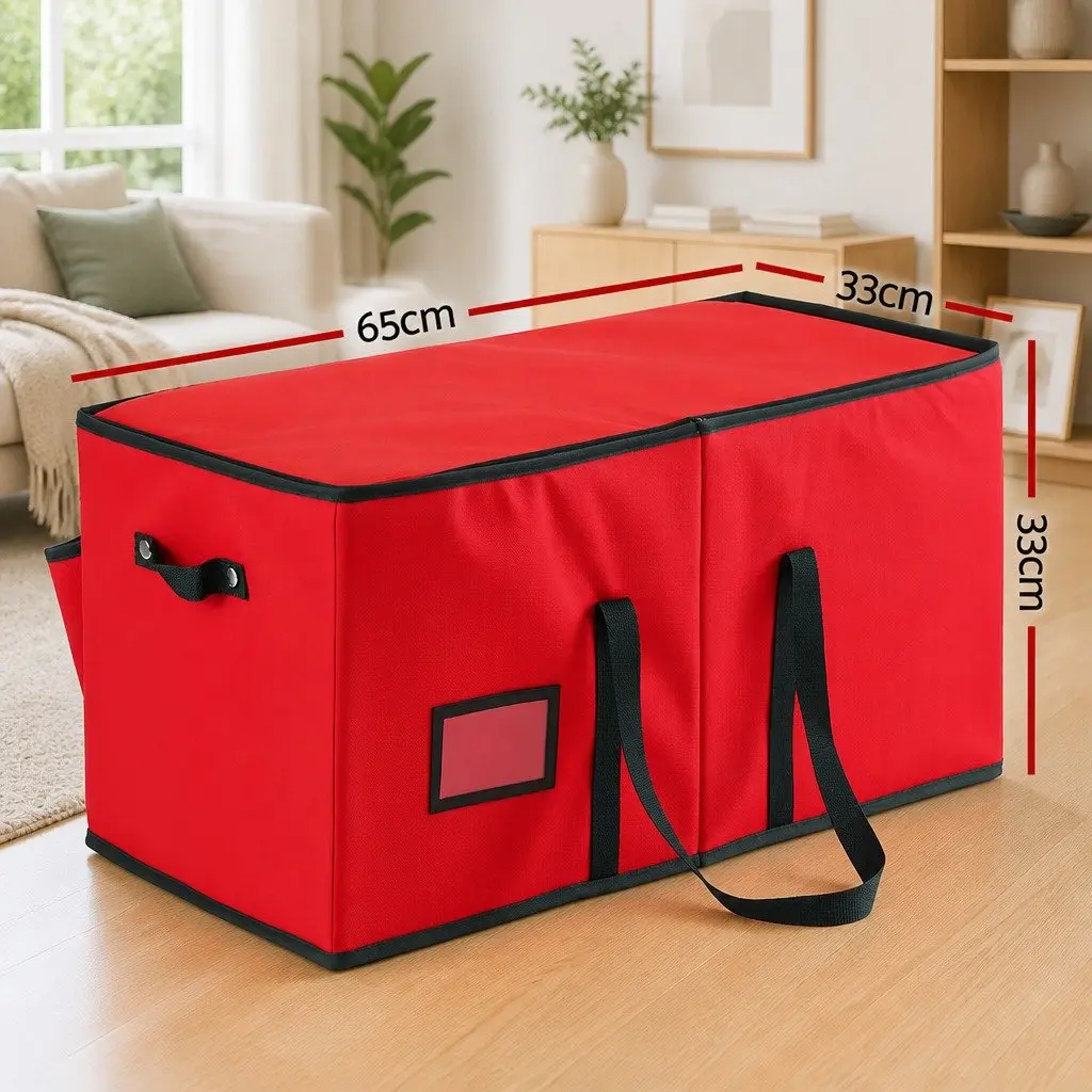 Christmas Baubles Storage Box 128 Slots Ornaments Container Organizer Red Decor