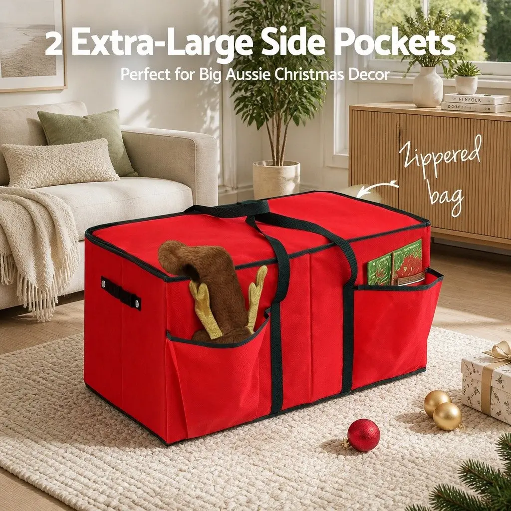 Christmas Baubles Storage Box 128 Slots Ornaments Container Organizer Red Decor