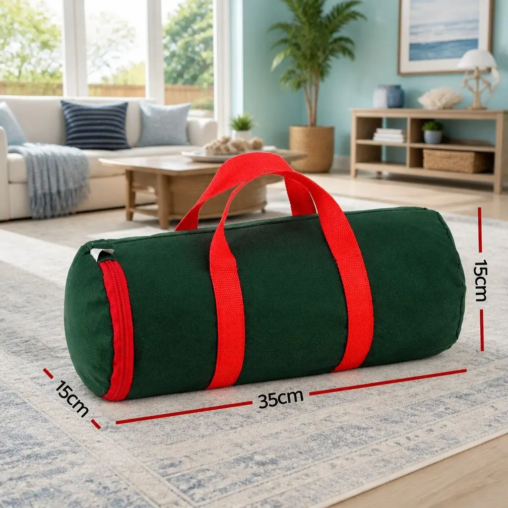 Christmas Baubles Storage Bag Cylindrical Xmas Ornaments Container Green Oxford