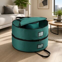 Christmas Garland Wreath Storage Bag 2-Tier Ornaments Holder 60cm Green