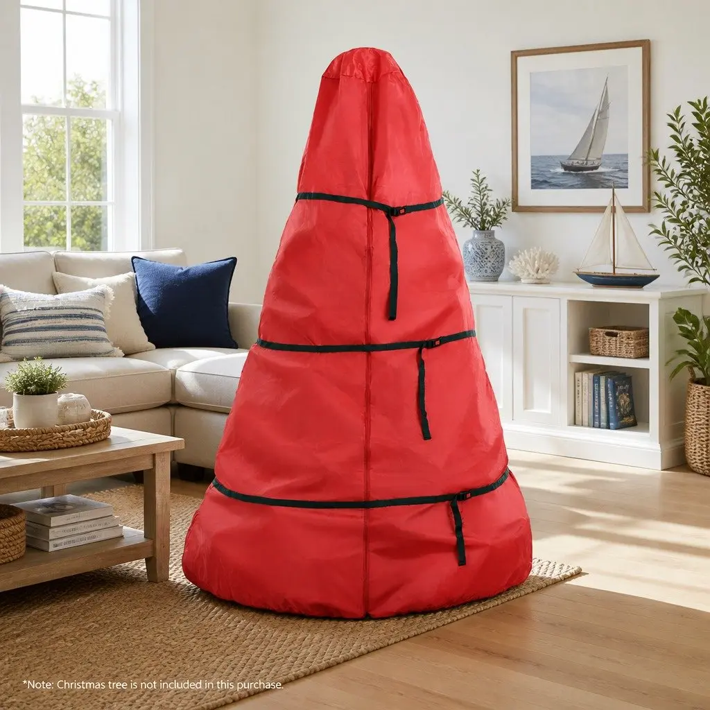 Christmas Tree Storage Bag Fits Up to 8ft Tree Zipper Buckle Strap Organiser Red