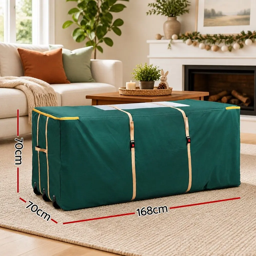 Christmas Tree Storage Bag with Wheels for Trees up to 10ft Green