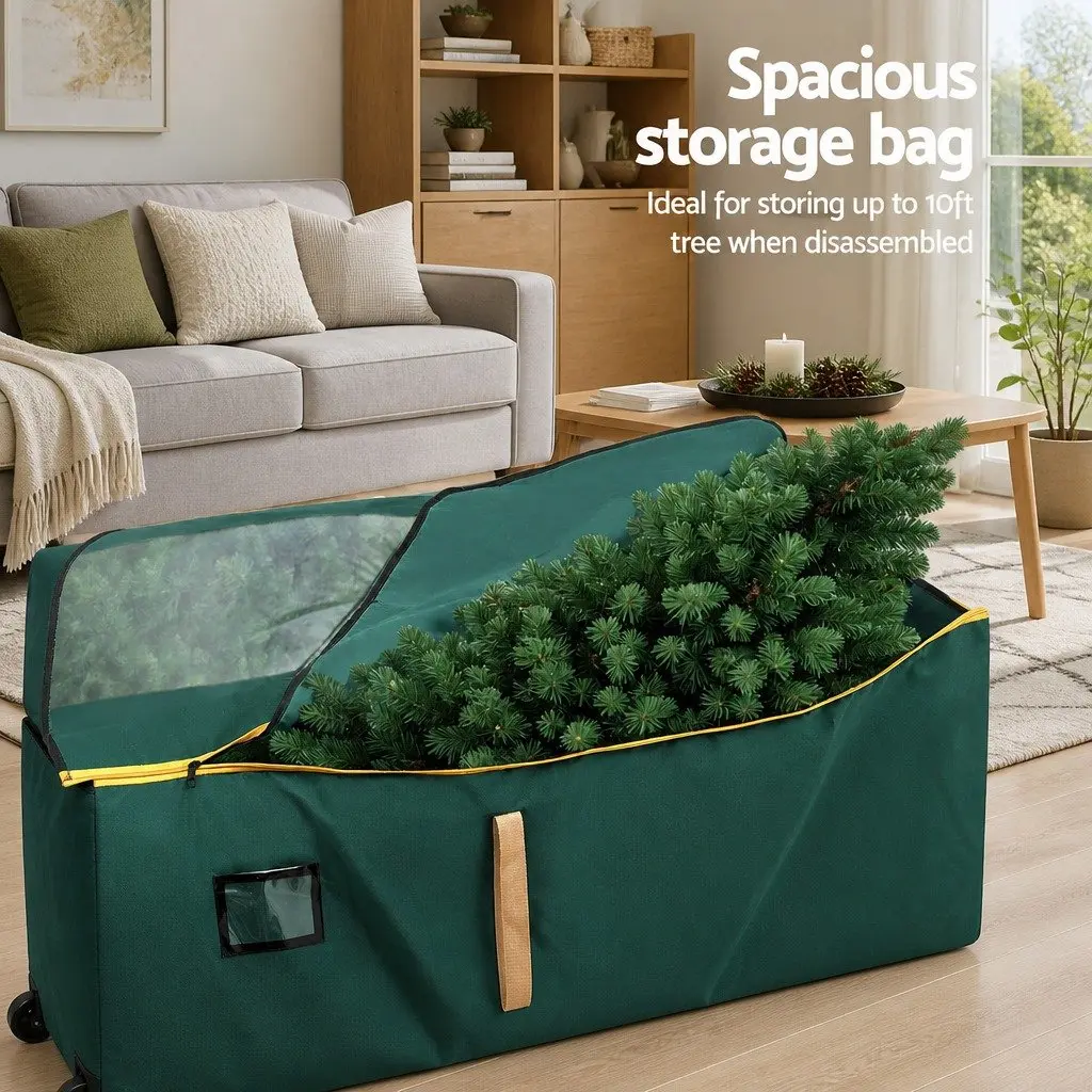 Christmas Tree Storage Bag with Wheels for Trees up to 10ft Green