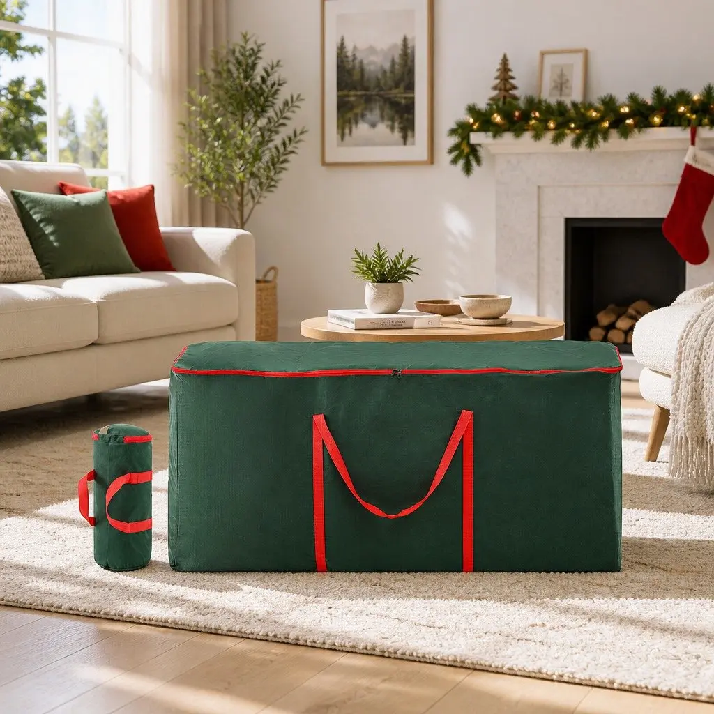 Christmas Tree Storage Bag Set Green Baubles Ornaments Container Organization