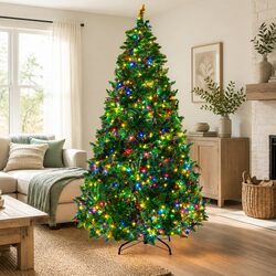 Christmas Tree 7FT Pre-lit Xmas Decoration 1134 LED Bulbs 8 Light Modes Green