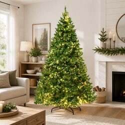 7FT Pre-lit LED Christmas Tree 1134 Warm White Lights Faux Xmas Decoration