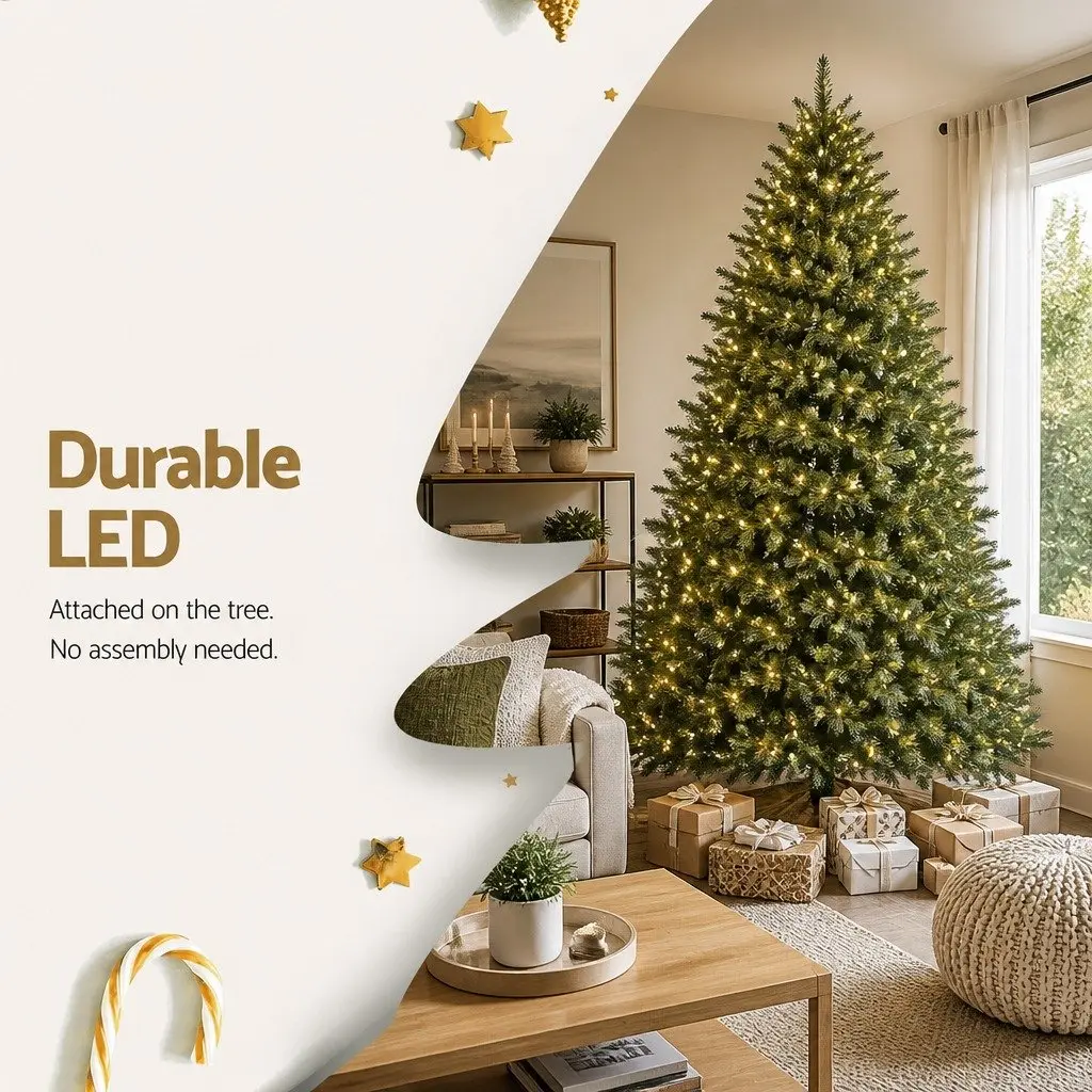 Christmas Tree Pre-lit 2.4m Green Fir Tree with 1488 LEDs Home Decor