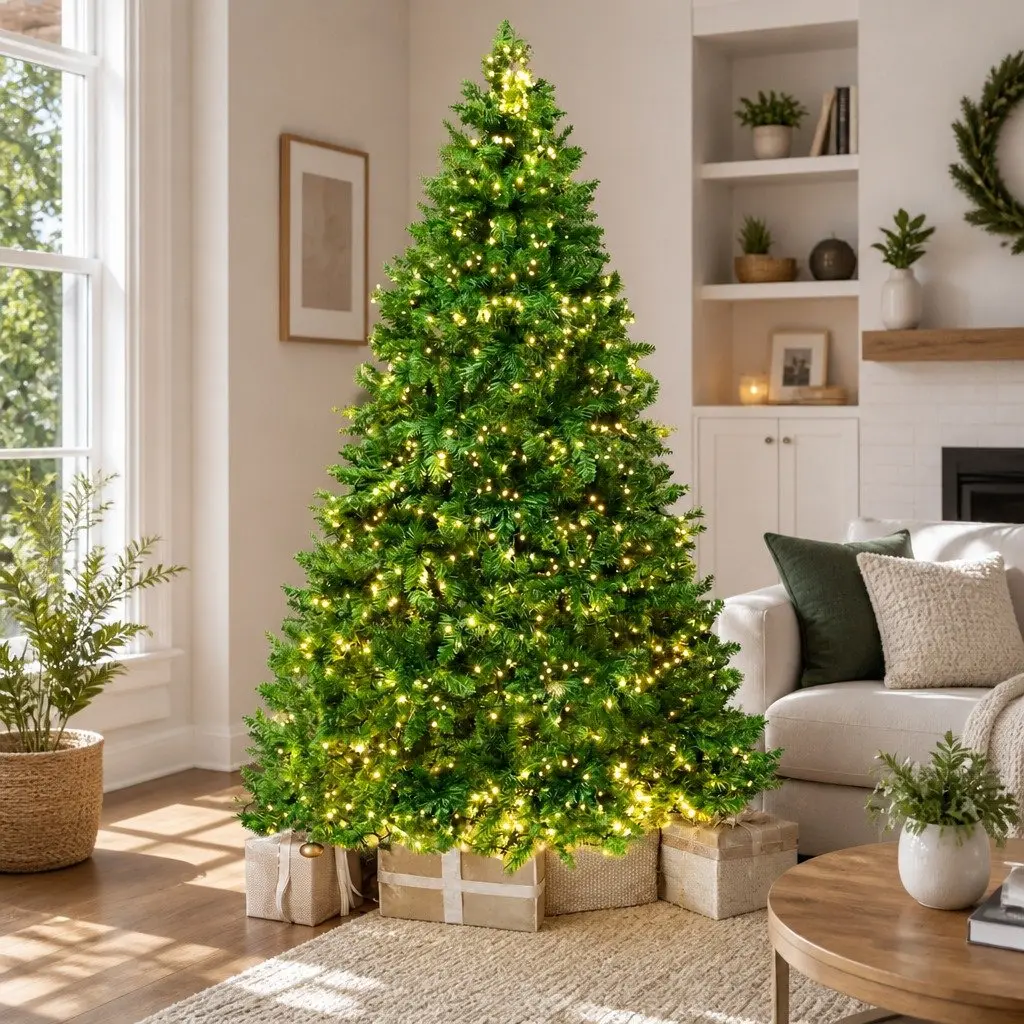 Christmas Tree Pre-lit 2.4m Green Fir Tree with 1488 LEDs Home Decor