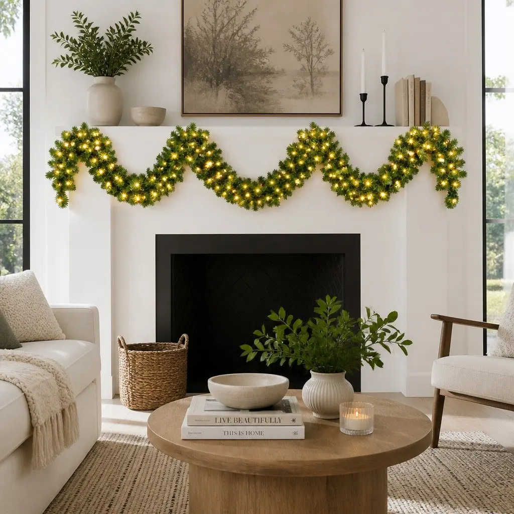 5M Green Christmas Garland LED Lights Indoor Outdoor Xmas Decoration 380 Tips