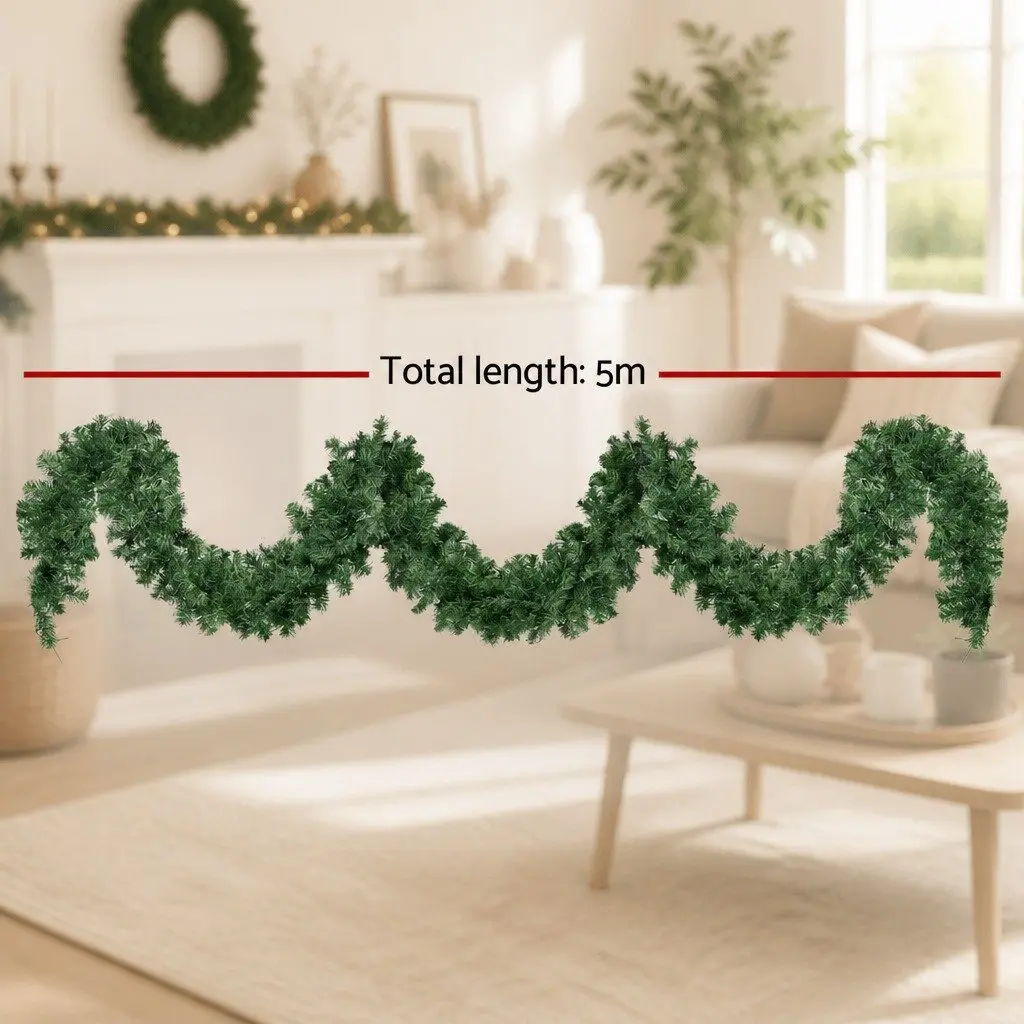 5M Green Christmas Garland LED Lights Indoor Outdoor Xmas Decoration 380 Tips